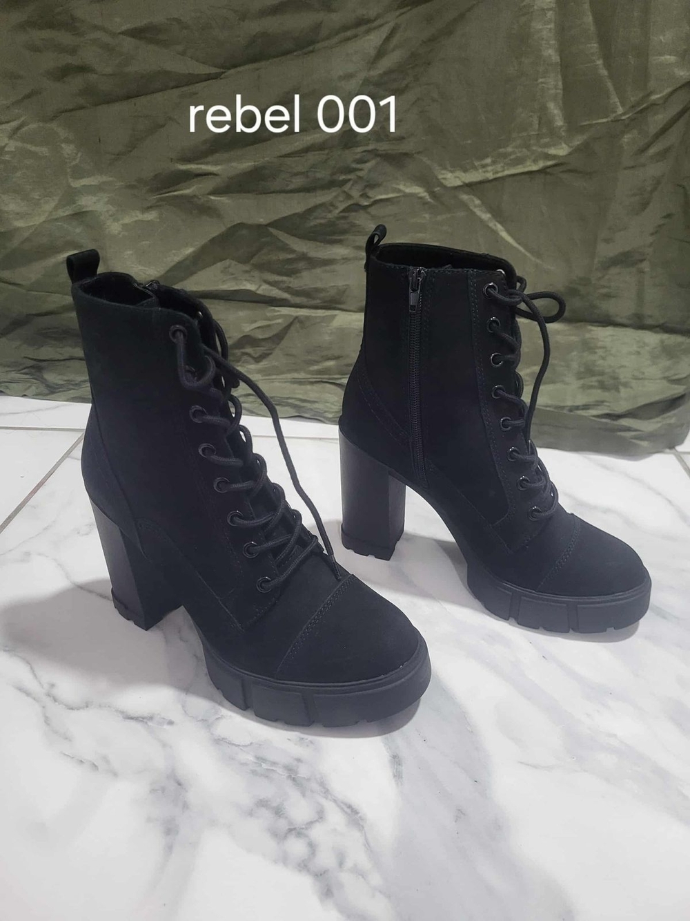 Aldo Black Lace-Up Block Heel Ankle Boots